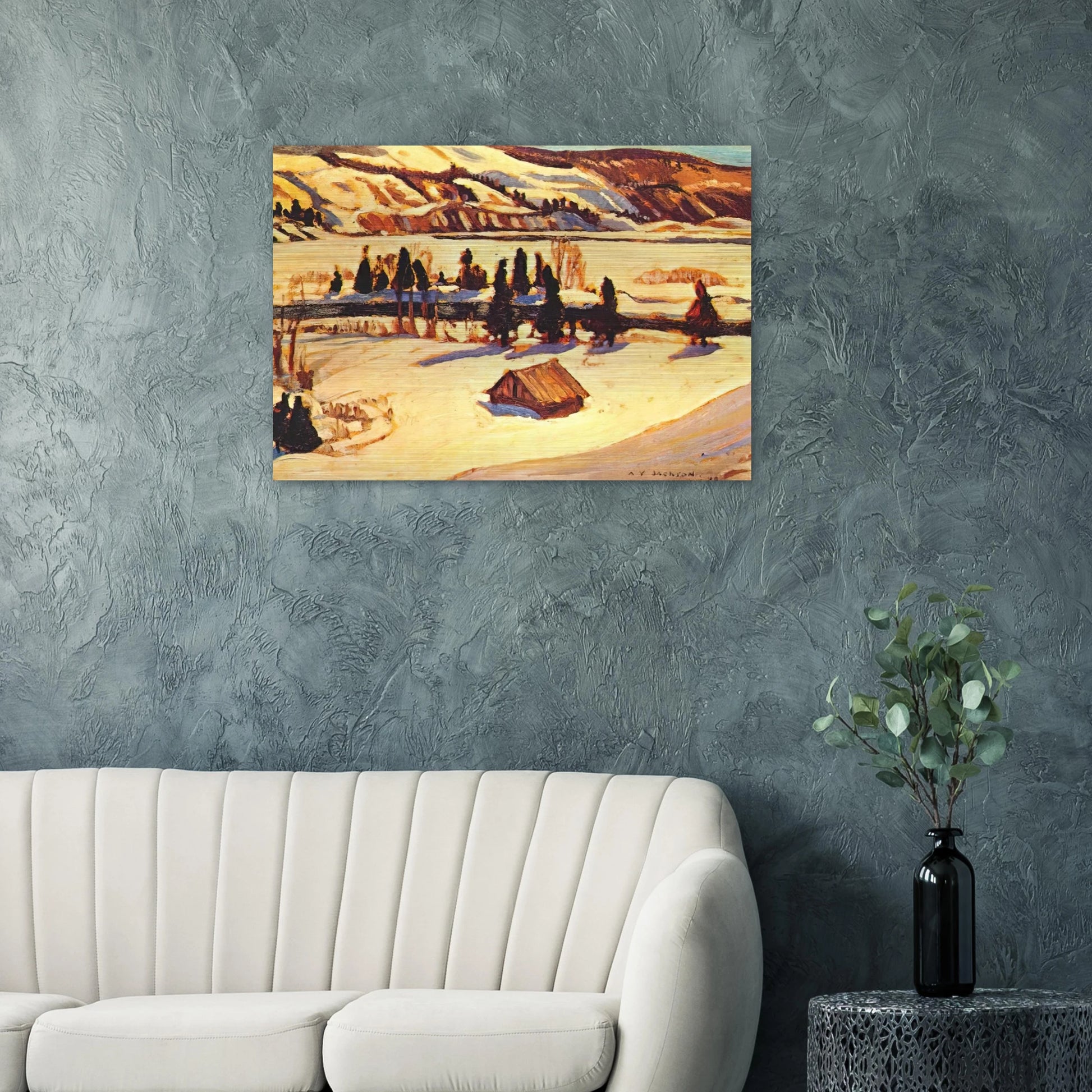 River St. Urbain - 1930 - A.Y. Jackson Brushed Aluminum Print - 70x100 cm / 28x40 inches | A.Y. Jackson Aluminum Print | A.Y. Jackson Prints