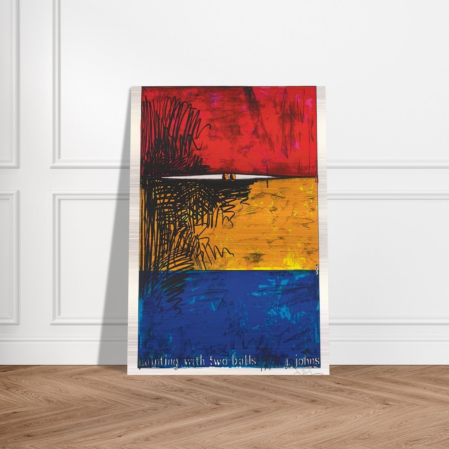 PAINTING WITH TWO BALLS ULAE 87 - Jasper Johns Brushed Aluminum Print - 70x100 cm / 28x40 inches | Jasper Johns Aluminum Print | Jasper Johns Prints