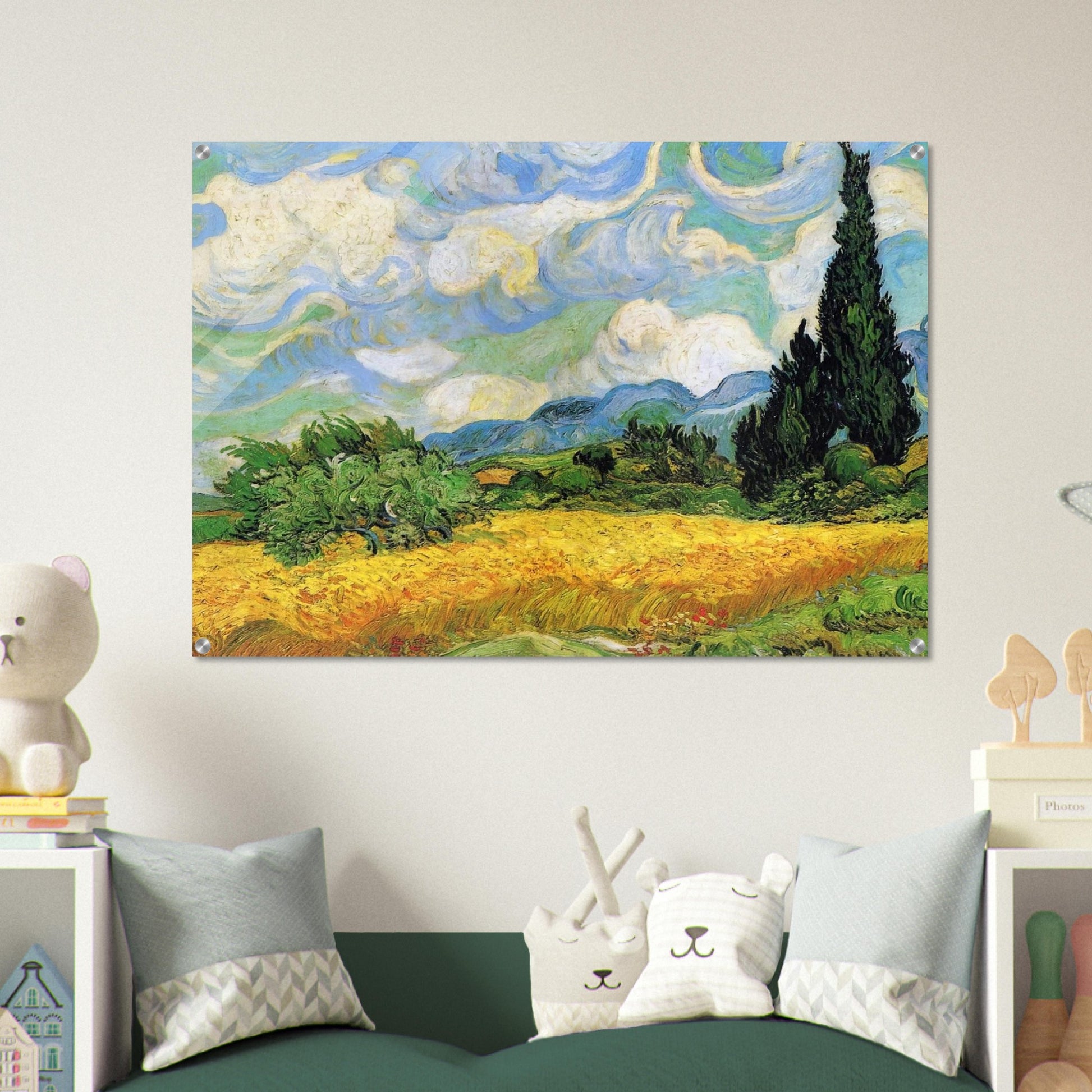 Wheat Field with Cypresses at the Haude Galline near Eygalieres - Vincent van Gogh Acrylic Print - 70x100 cm / 28x40″ inches
