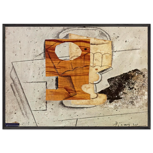 Glass on a Table - 1914 - Pablo Picasso 70x100 cm / 28x40 inches Framed Art Print – Black Wooden Frame