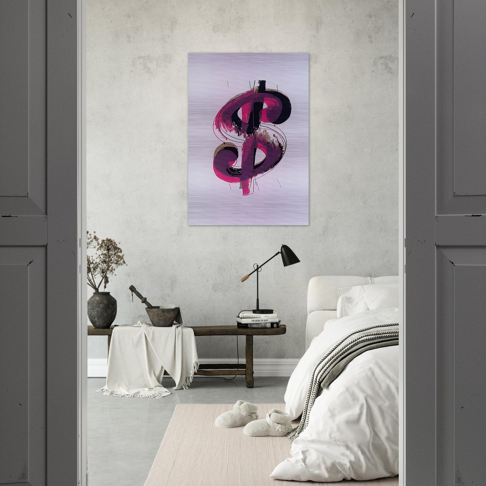 Paper Dollar - Andy Warhol Brushed Aluminum Print - 70x100 cm / 28x40 inches | Andy Warhol Aluminum Print | Andy Warhol Prints