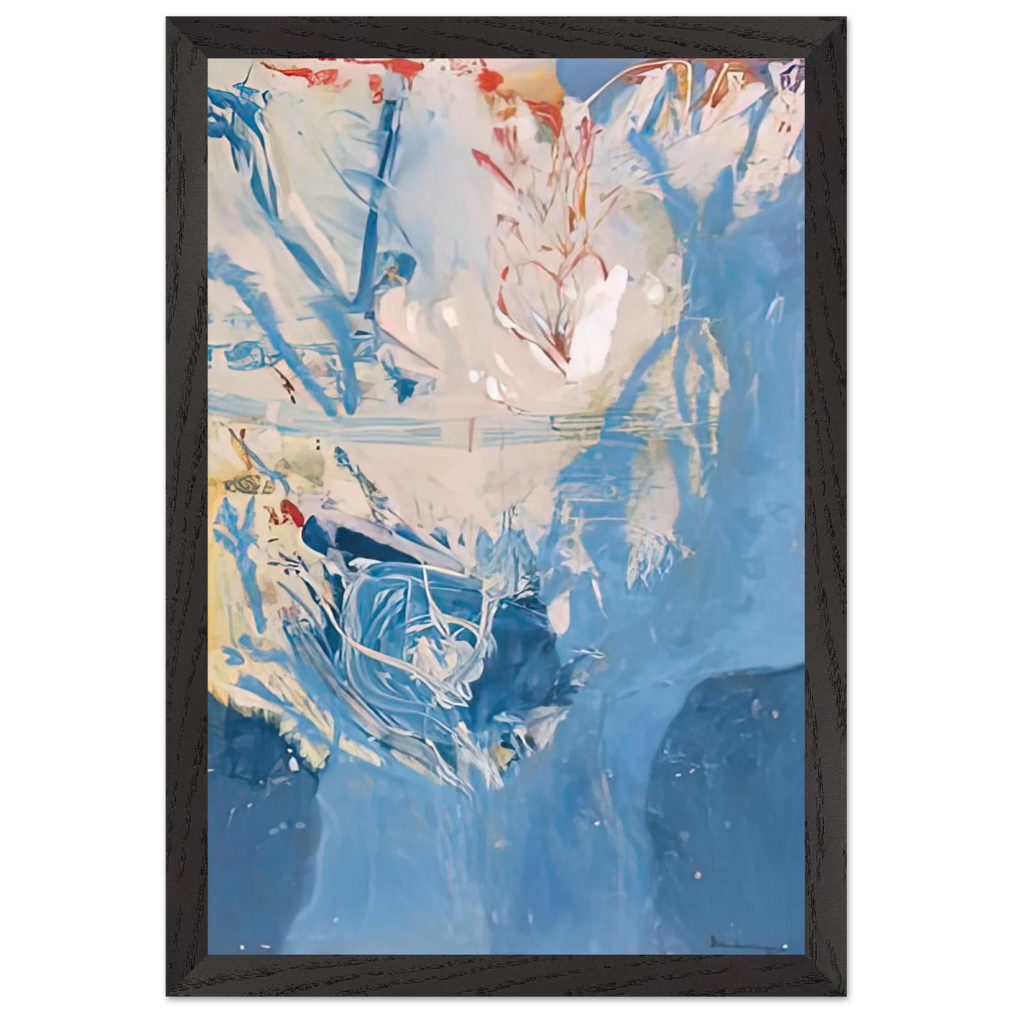 Helen Frankenthaler - Blue Territory, 1955- Wall Art - 21x29.7 cm / 8x12" - Premium Wooden Framed Poster With Fine Art Paper-canvas - Black frame