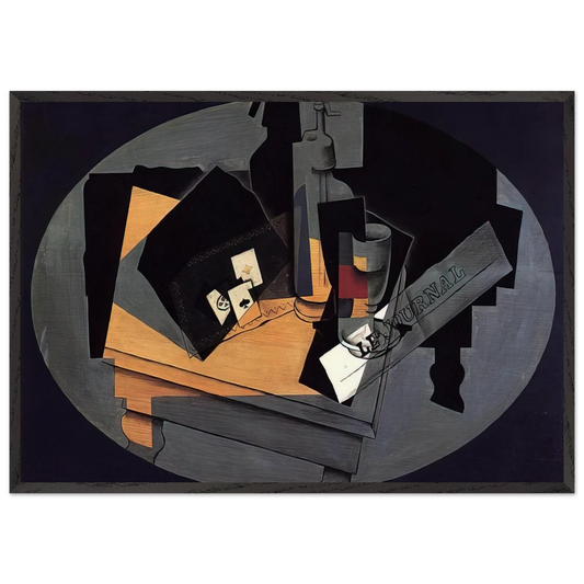 PLAYING CARDS AND SIPHON 1916 - Juan Gris 70x100 cm / 28x40 inches Framed Art Print – Black Wooden Frame