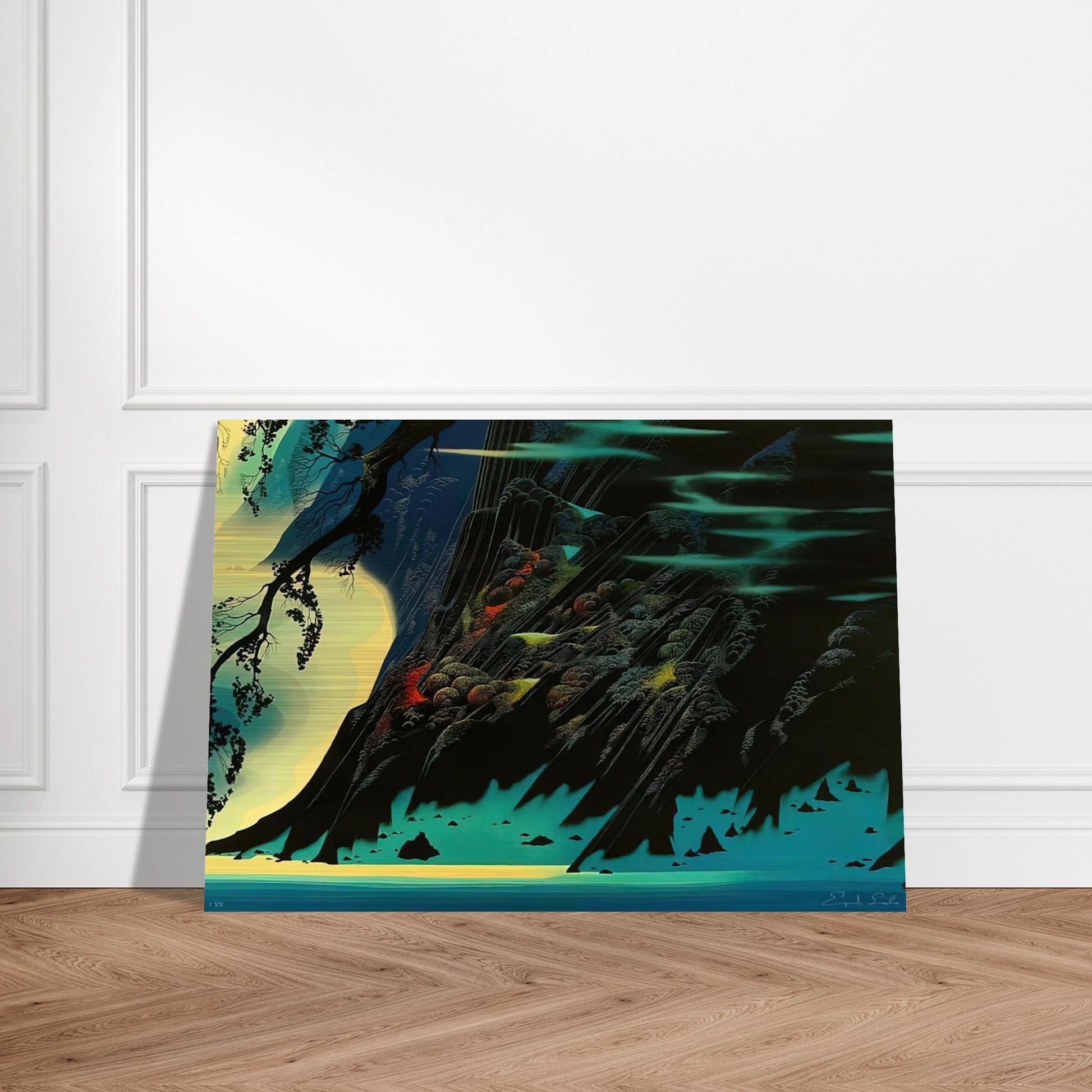 Coastal Magic - Eyvind Earle Brushed Aluminum Print - 70x100 cm / 28x40 inches | Eyvind Earle Aluminum Print | Eyvind Earle Prints