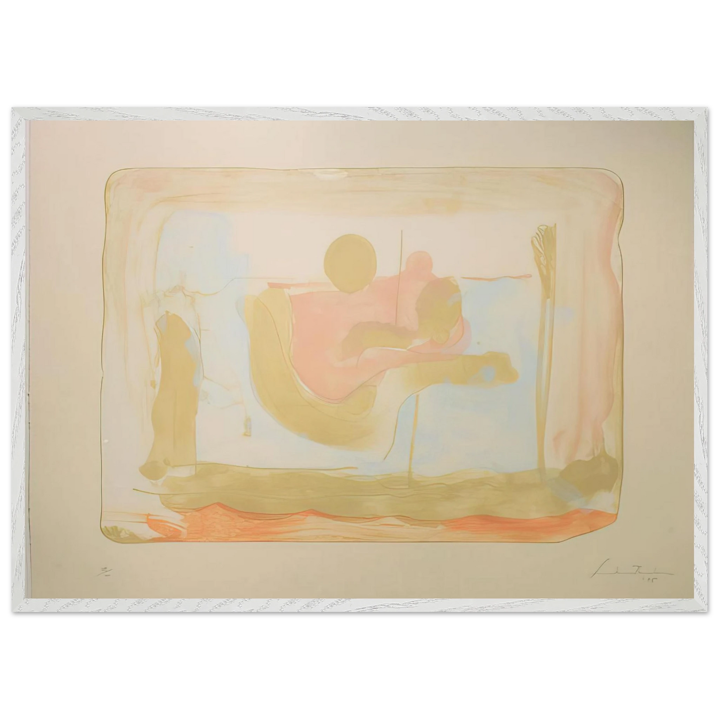 Helen Frankenthaler - Reflections I - 1995 Wall art - 70x100 cm / 28x40 inches - Premium Wooden Framed Poster With Fine Art Paper-canvas - White frame