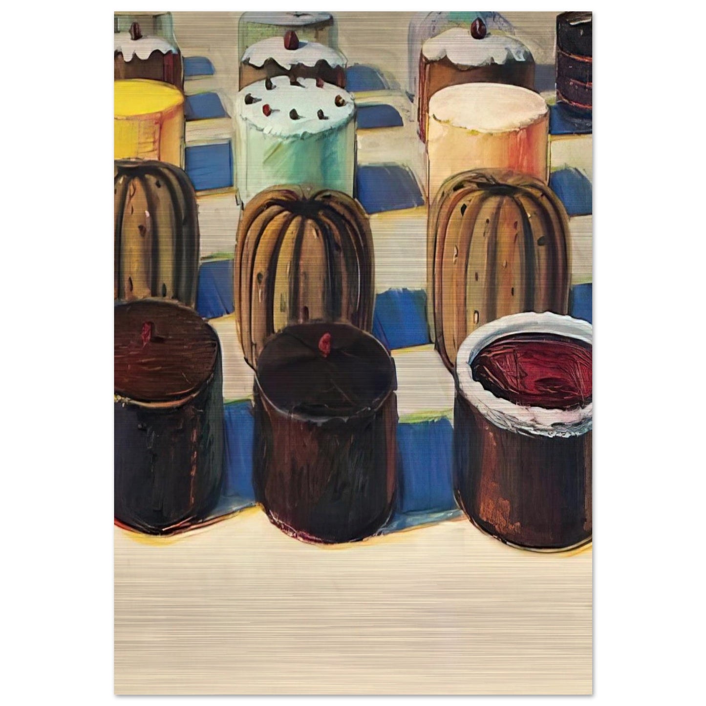 Various Cakes - 1981 - Wayne Thiebaud Brushed Aluminum Print - 70x100 cm / 28x40 inches | Wayne Thiebaud Aluminum Print | Wayne Thiebaud Prints