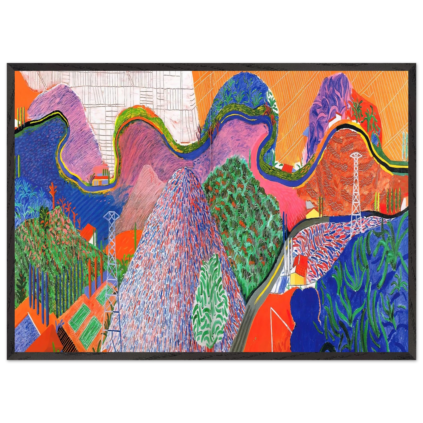 David Hockney - David Hockney Wall art - 70x100 cm / 28x40 inches - Premium Wooden Framed Poster With Fine Art Paper-canvas - White frame