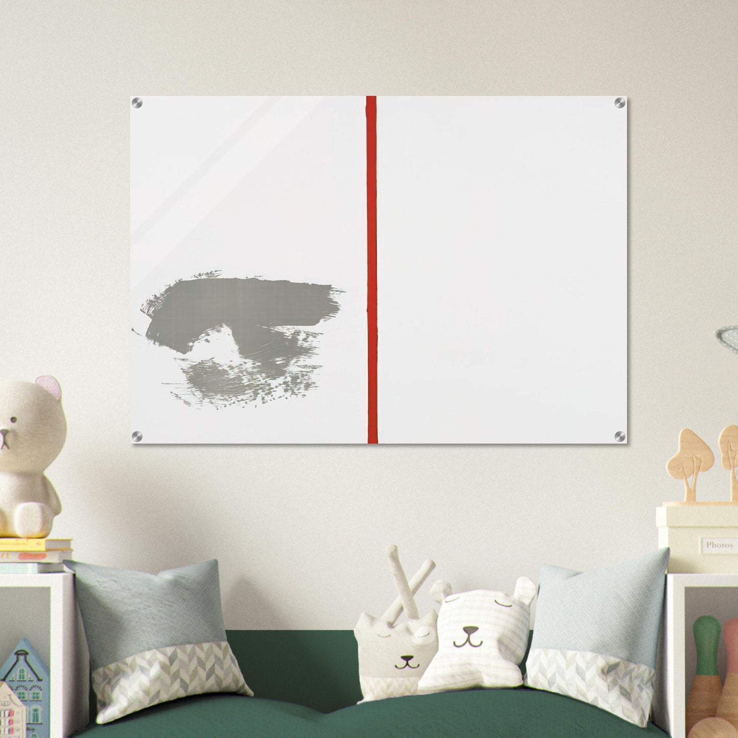 Ohne Titel mit rotem Strich - 1970 - Blinky Palermo Acrylic Print - 70x100 cm / 28x40″ inches