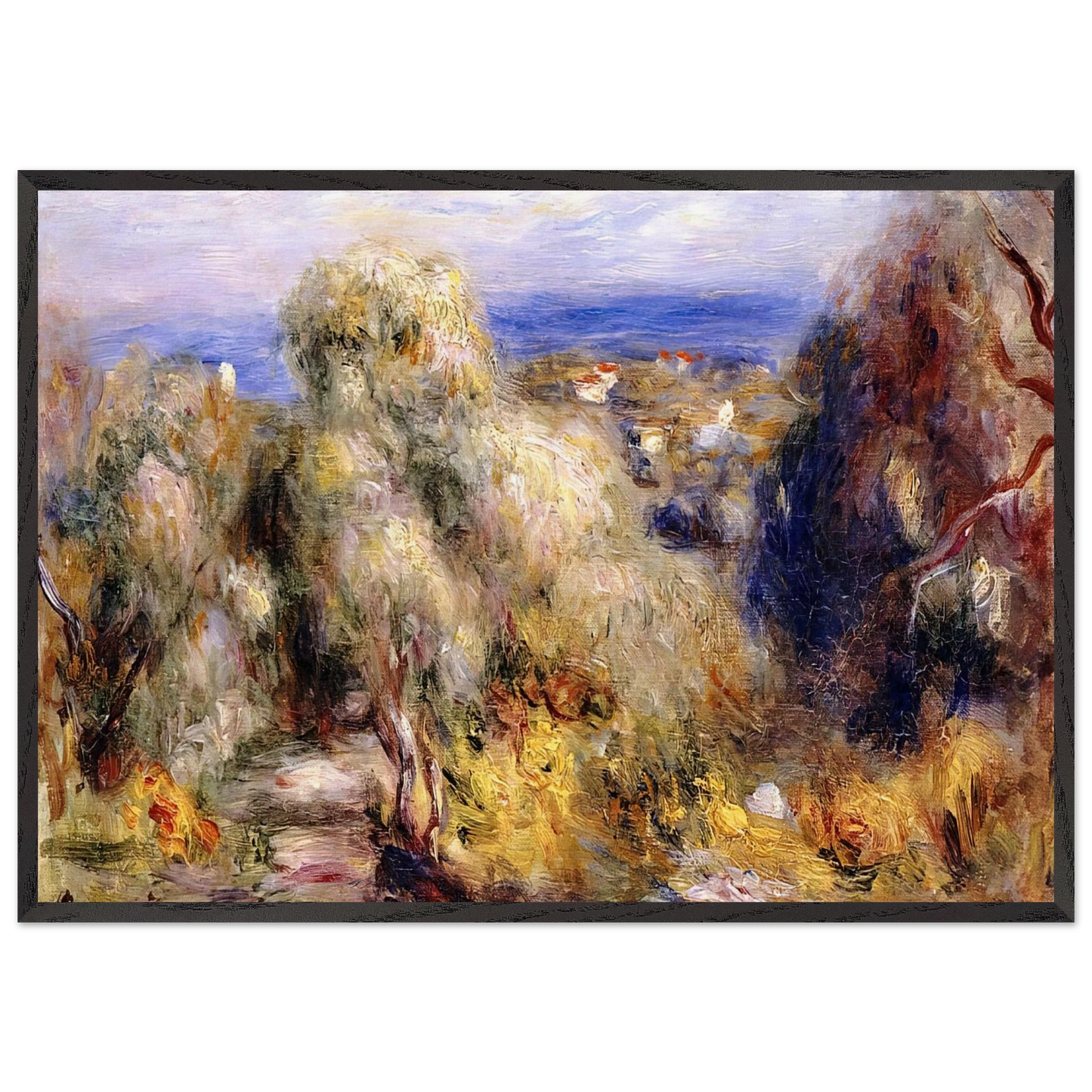 View of Cannet - Pierre-Auguste Renoir 70x100 cm / 28x40 inches Framed Art Print – Black Wooden Frame