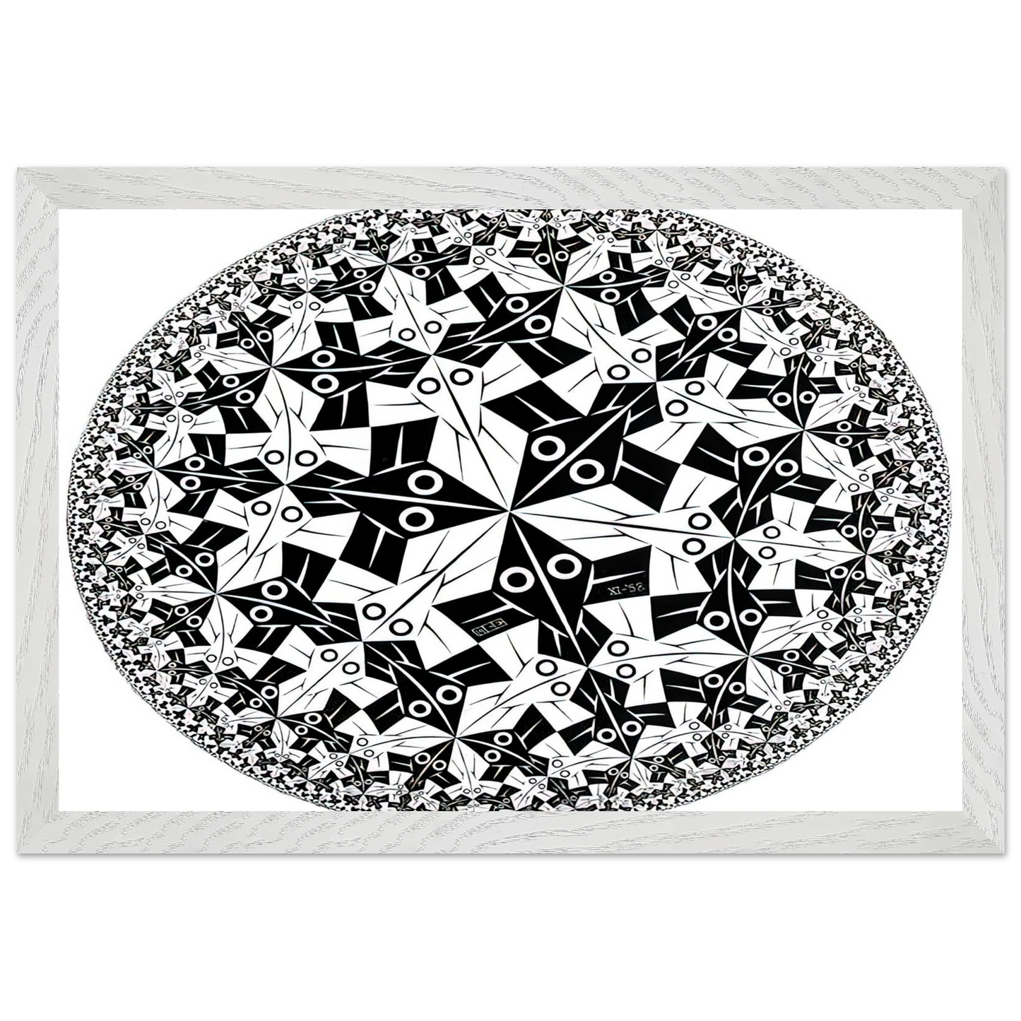 MC Escher - CIRCLE LIMIT I Wall Art - 21x29.7 cm / 8x12" - Premium Wooden Framed Poster With Fine Art Paper-canvas - Wood frame