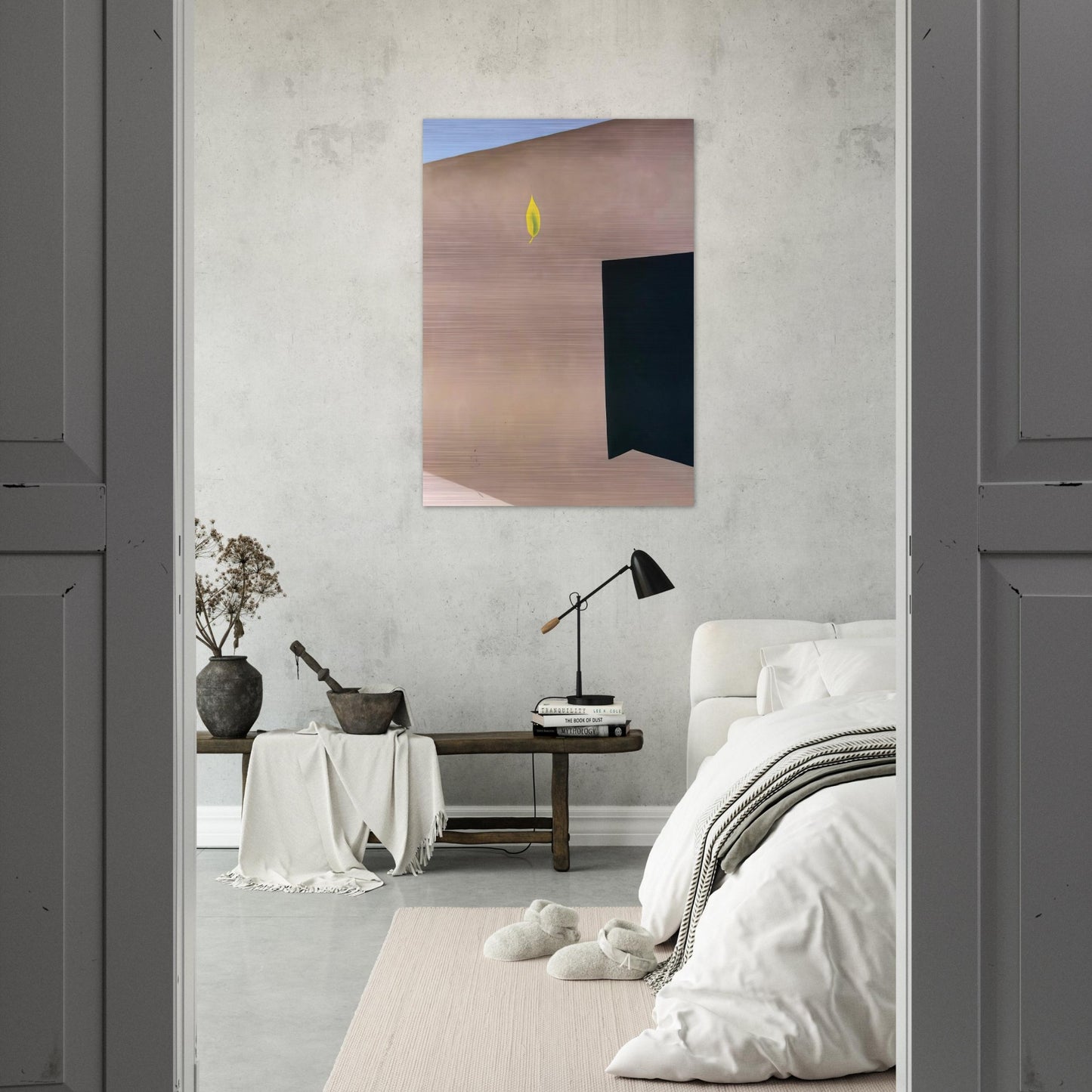 Patio Door with Green Leaf - Georgia O'Keeffe Brushed Aluminum Print - 70x100 cm / 28x40 inches | Georgia O'Keeffe Aluminum Print | Georgia O'Keeffe Prints
