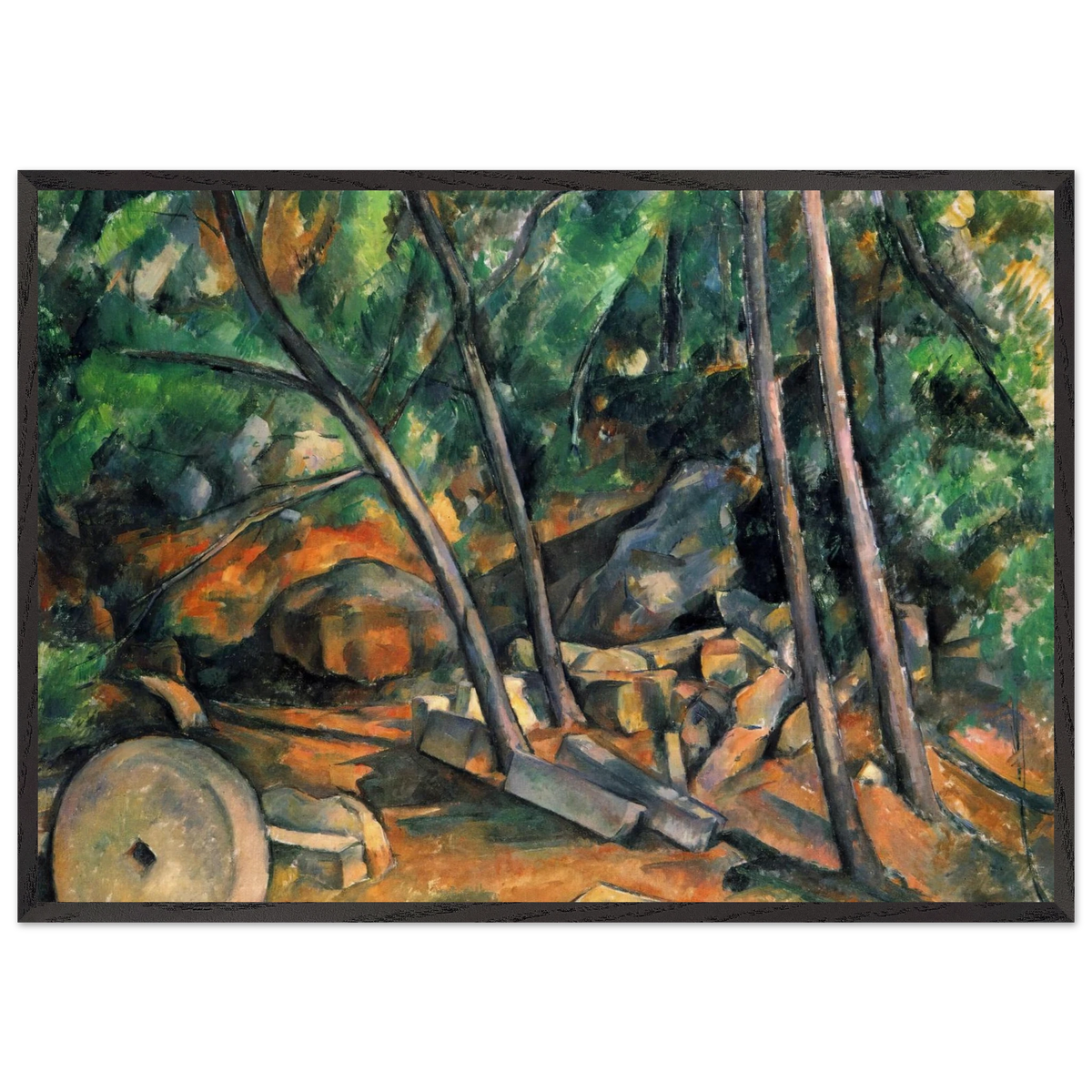 Woods with Millstone - Paul Cezanne 70x100 cm / 28x40 inches Framed Art Print – Black Wooden Frame