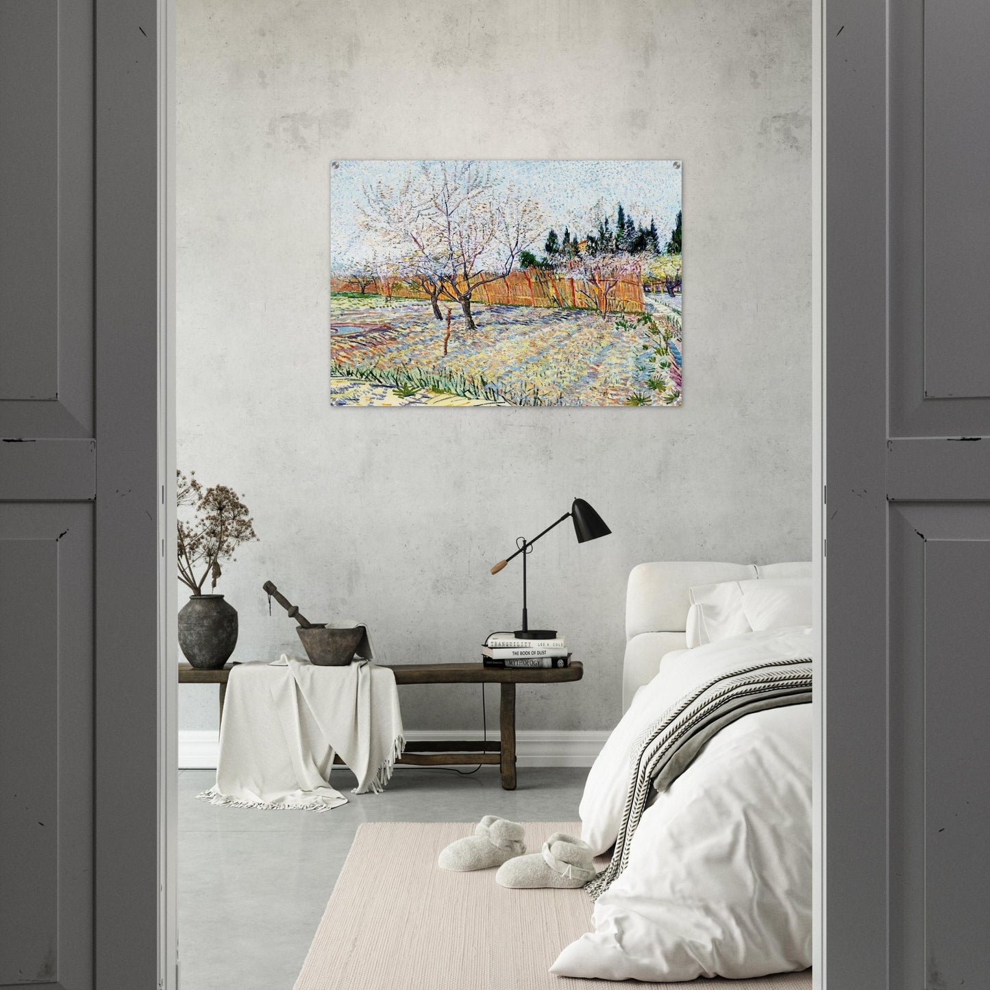 Orchard with Peach Trees in Blossom - Vincent van Gogh Acrylic Print - 70x100 cm / 28x40″ inches