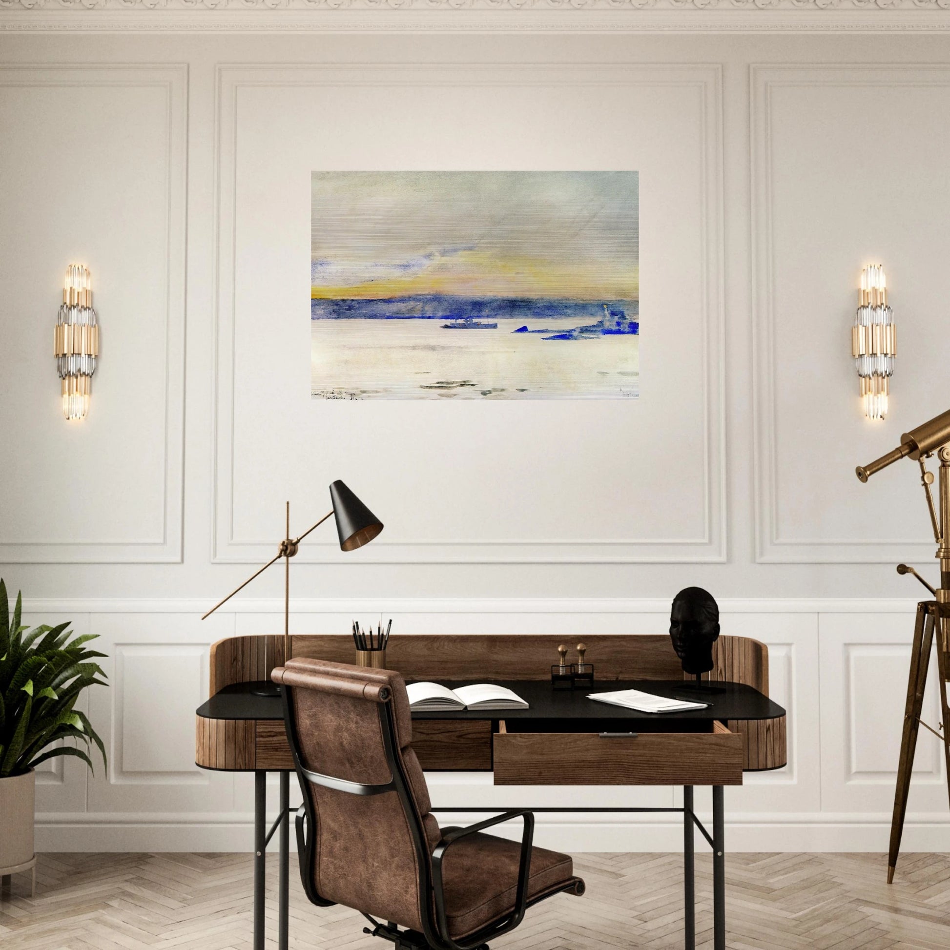 Afterglow, Gloucester Harbor aka Ten Pound Island LIght - Childe Hassam Brushed Aluminum Print - 70x100 cm / 28x40 inches | Childe Hassam Aluminum Print | Childe Hassam Prints