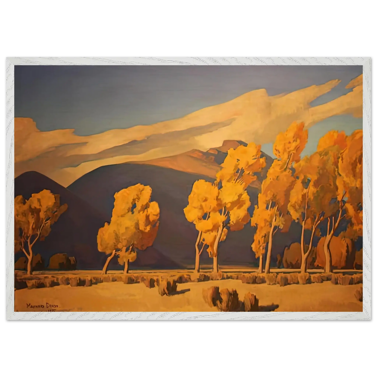 Maynard Dixon - NOVEMBER IN NEVADA 1935 Wall art - 45x60 cm / 18x24 Inches - Premium Wooden Framed Poster With Fine Art Paper - White frame
