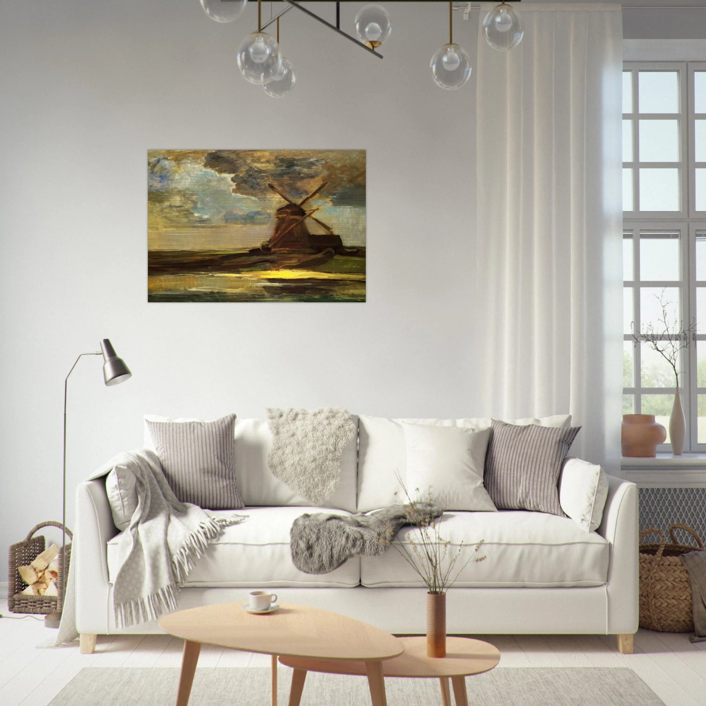 Windmill in the Gein - Piet Mondrian Brushed Aluminum Print - 70x100 cm / 28x40 inches | Piet Mondrian Aluminum Print | Piet Mondrian Prints