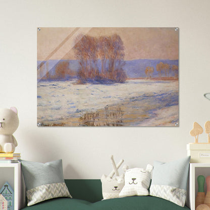 The Seine at Bennecourt, Winter - claude monet Acrylic Print - 70x100 cm / 28x40″ inches