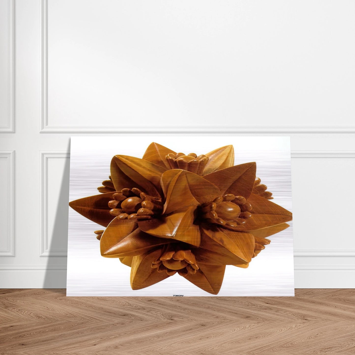 POLYHEDRON WITH FLOWERS - MC Escher Brushed Aluminum Print - 70x100 cm / 28x40 inches | MC Escher Aluminum Print | MC Escher Prints