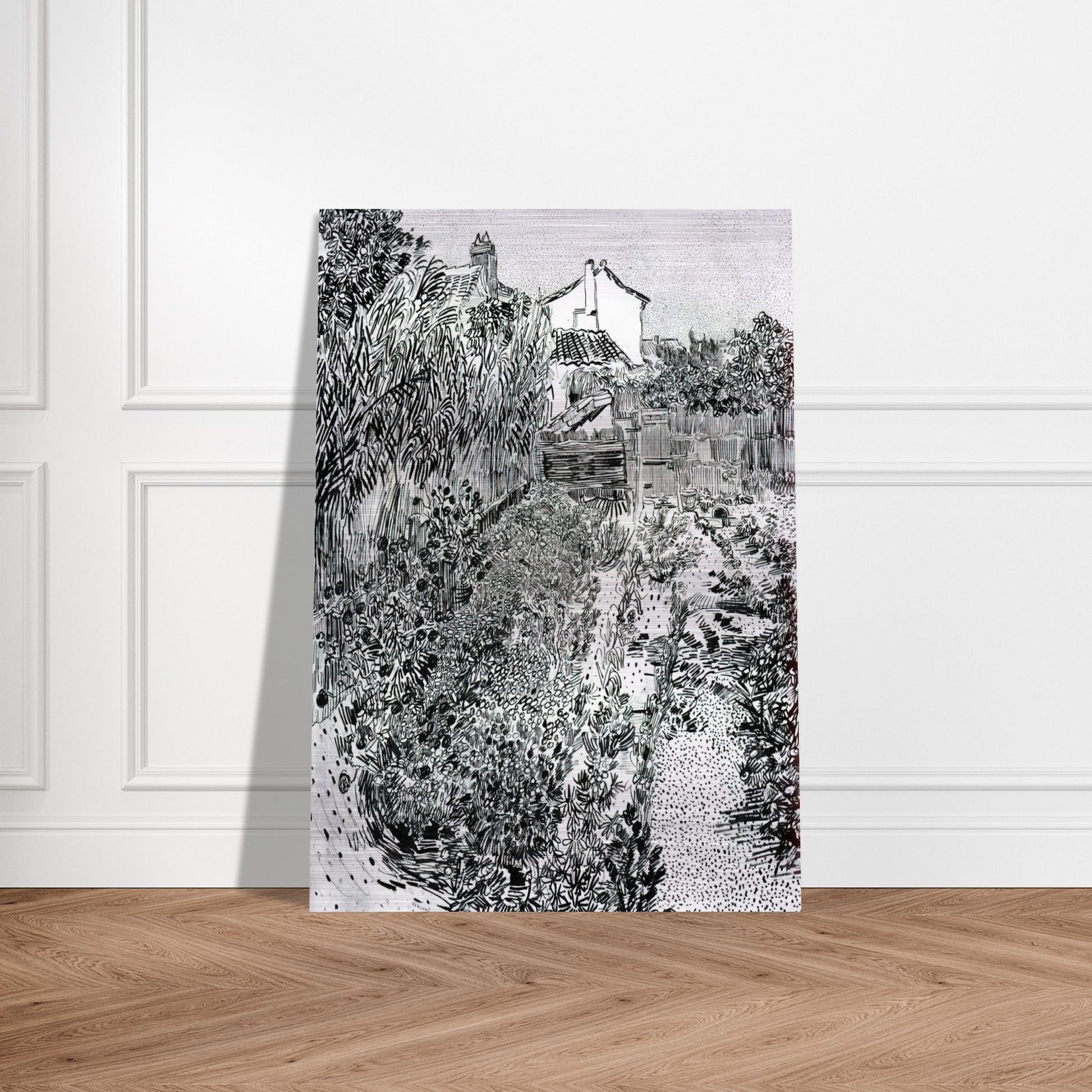 The Garden with Flowers - Vincent van Gogh Brushed Aluminum Print - 70x100 cm / 28x40 inches | Vincent van Gogh Aluminum Print | Vincent van Gogh Prints