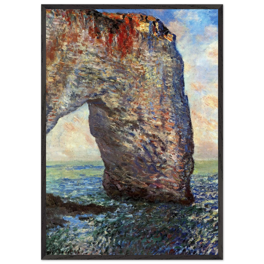 The Mannerport near Etretat - claude monet 70x100 cm / 28x40 inches Framed Art Print – Black Wooden Frame