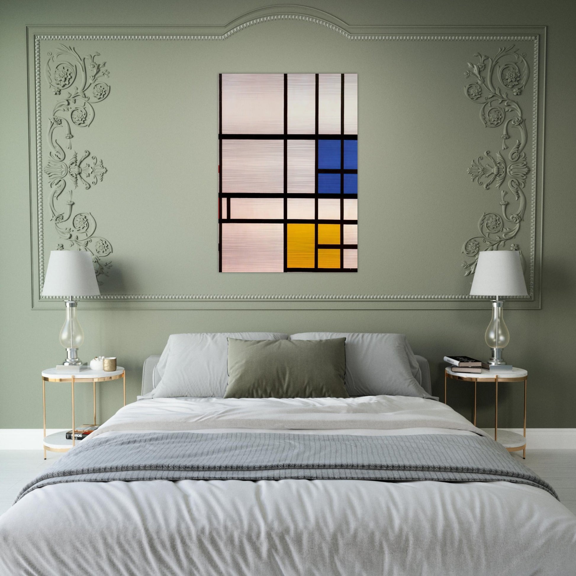 Composition N. 11 London with Blue, Red and Yellow - Piet Mondrian Brushed Aluminum Print - 70x100 cm / 28x40 inches | Piet Mondrian Aluminum Print | Piet Mondrian Prints