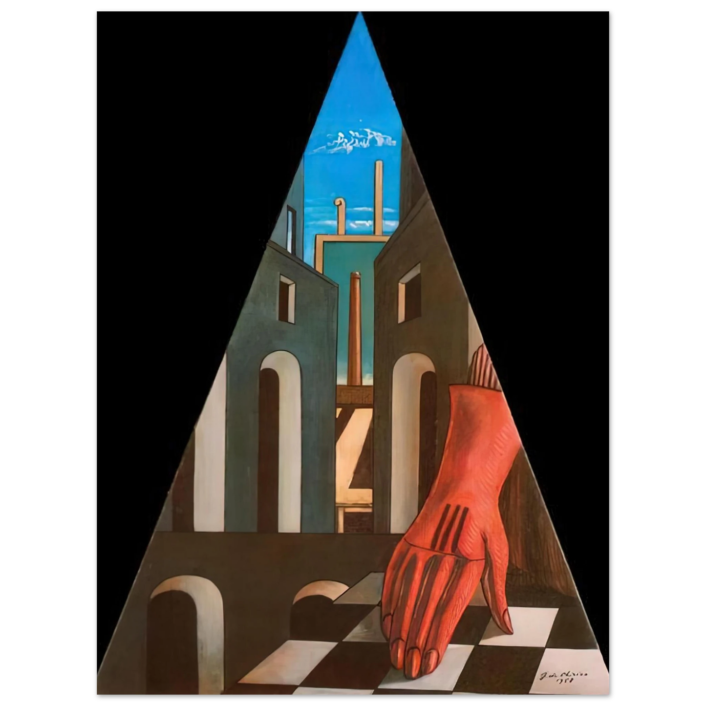 Giorgio de Chirico - METAPHYSICAL TRIANGLE 1958  75x100 cm / 30x40inches Fine Art Poster