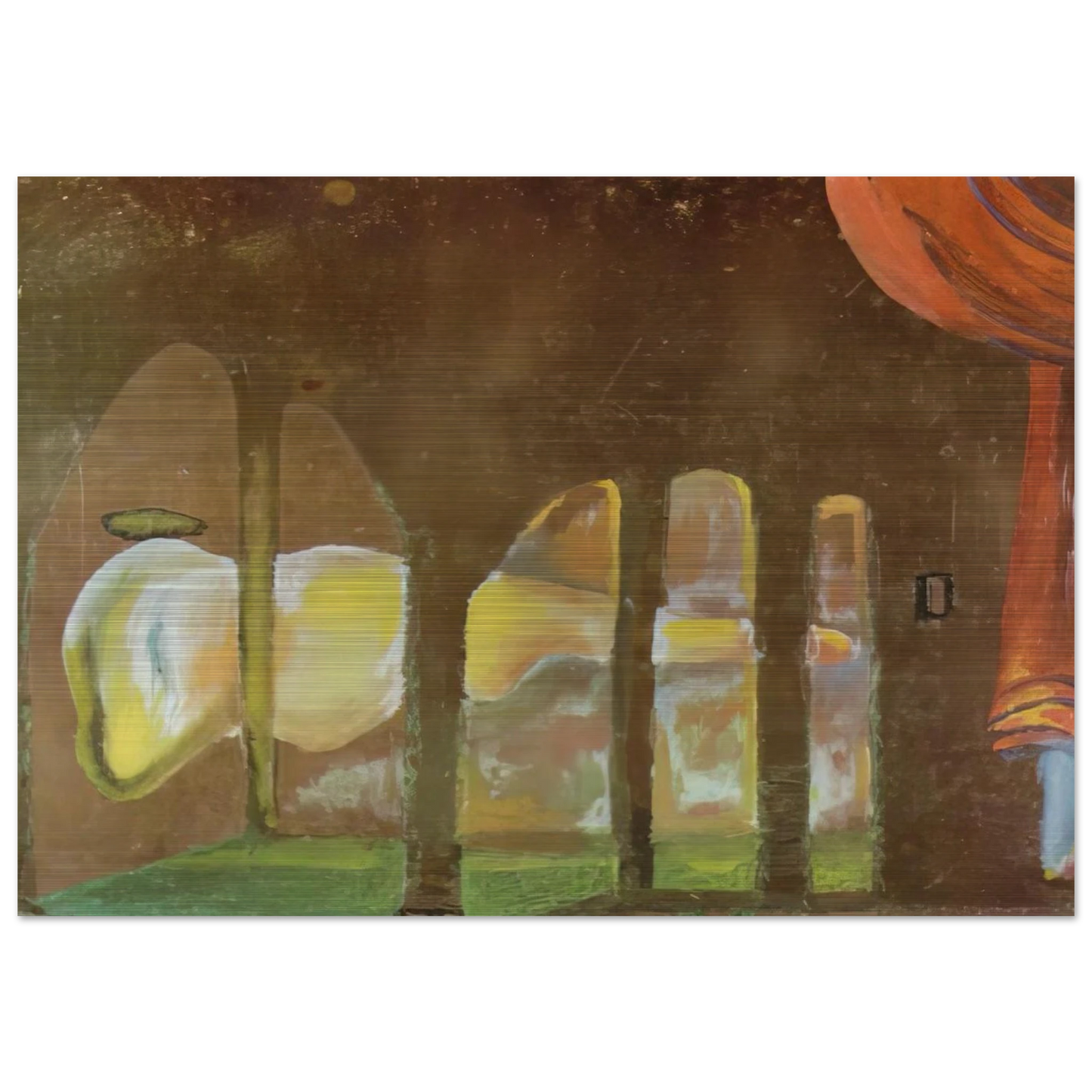 GREAT TAPEWORM MASTURBATOR APPEARS BEHIND ARCADES - Salvador Dali Brushed Aluminum Print - 70x100 cm / 28x40 inches | Salvador Dali Aluminum Print | Salvador Dali Prints