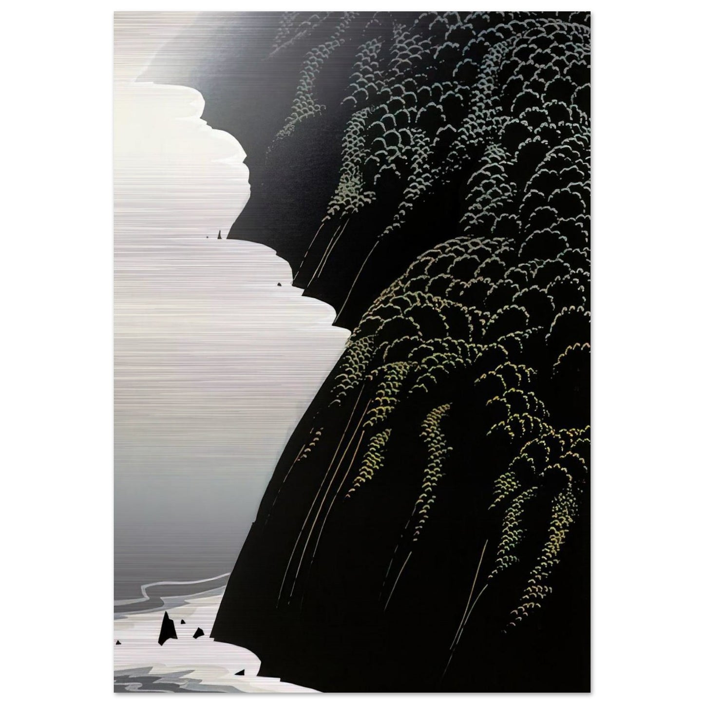 California Coast - Eyvind Earle Brushed Aluminum Print - 70x100 cm / 28x40 inches | Eyvind Earle Aluminum Print | Eyvind Earle Prints