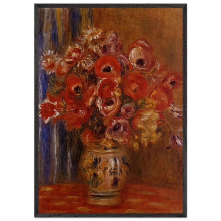 Vase of Tulips and Anemones - Pierre-Auguste Renoir 70x100 cm / 28x40 inches Framed Art Print – Black Wooden Frame