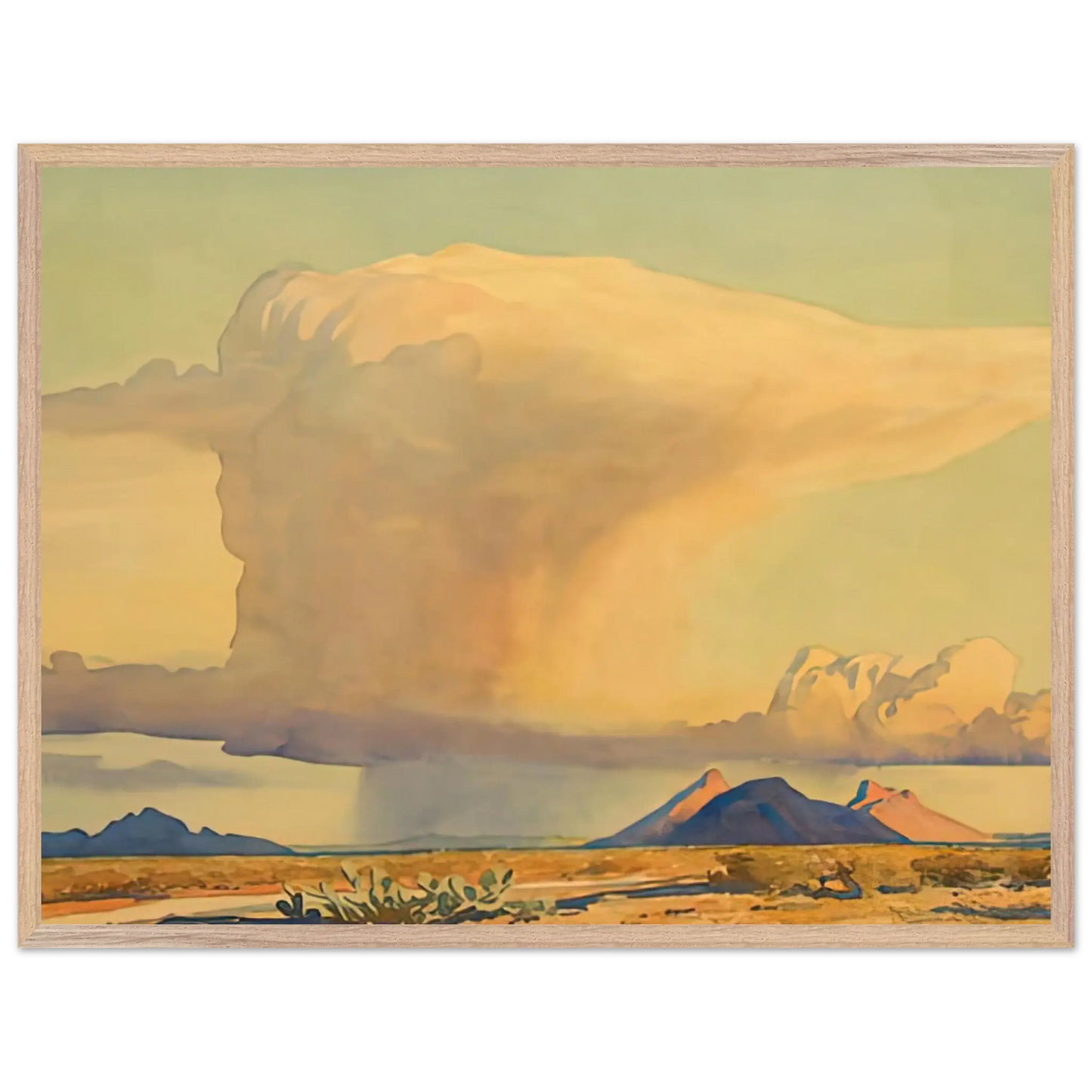 Maynard Dixon - DROUGHT AND DOWNPOUR 1944 Wall art - 20x25 cm / 8x10 Inches - Premium Wooden Framed Poster With Fine Art Paper - Wood frame