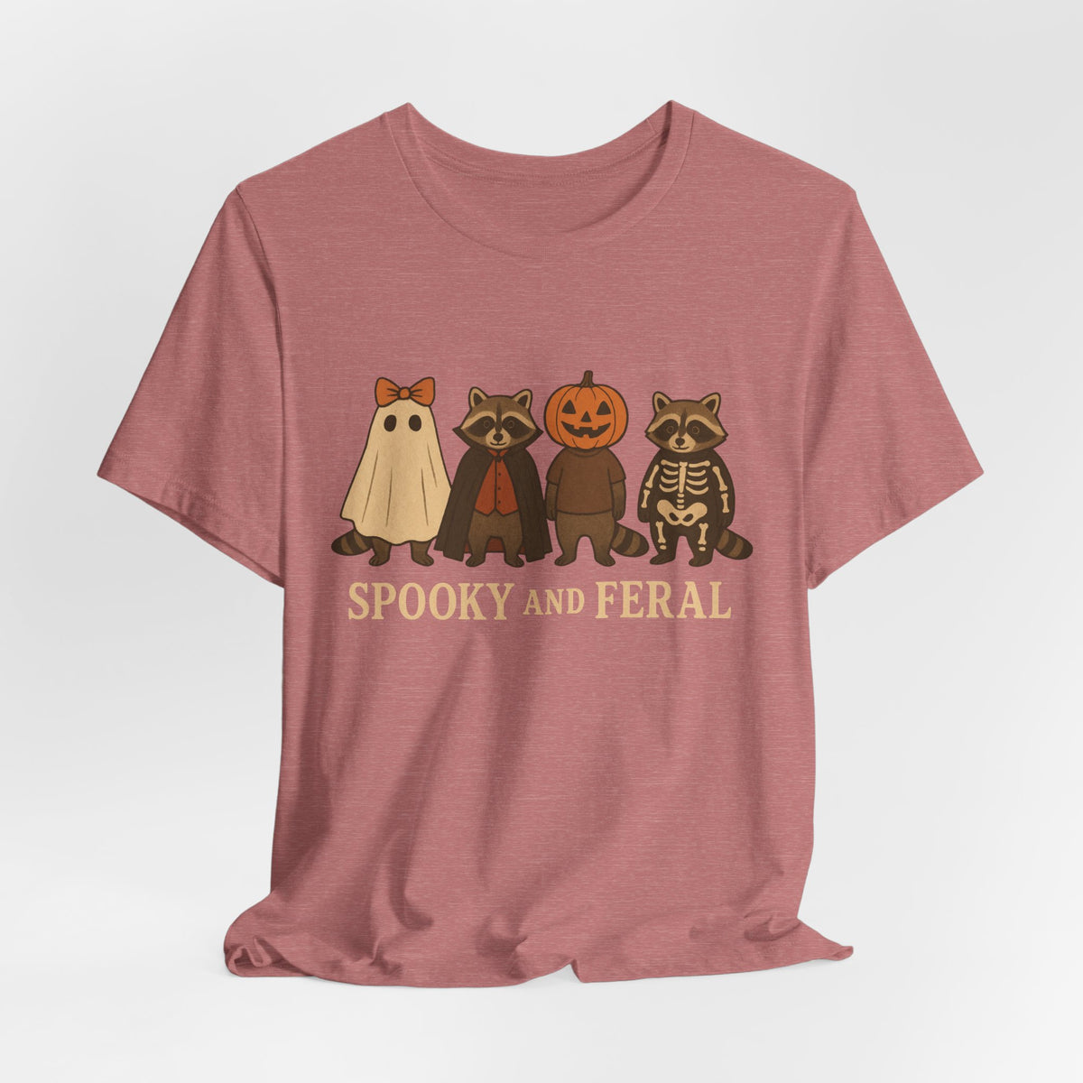 T-shirt "Raton laveur effrayant", T-shirt Halloween drôle à motifs, T-shirt vintage automne mignon, T-shirt tendance femme pour Halloween, T-shirt "Raton laveur sauvage"