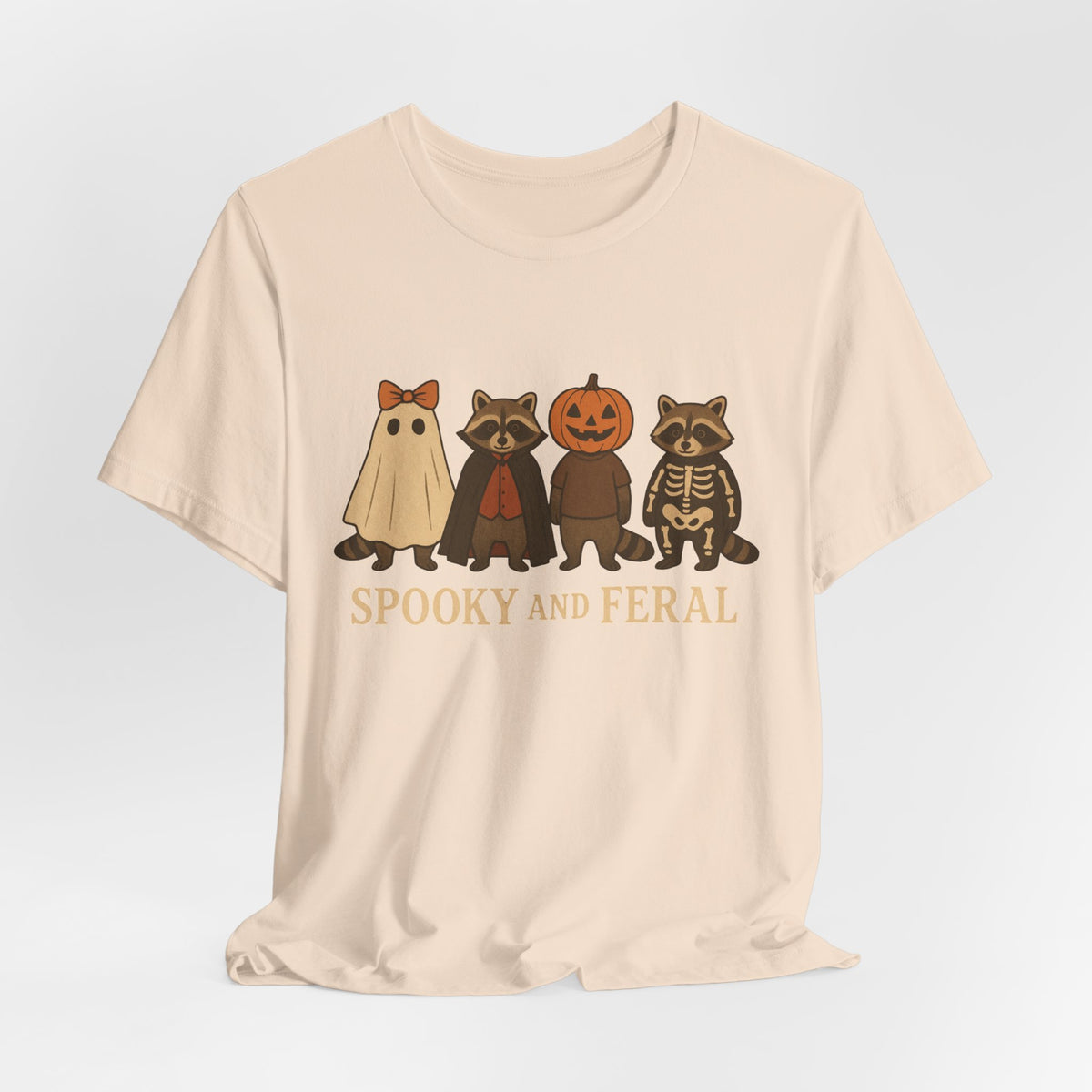 T-shirt "Raton laveur effrayant", T-shirt Halloween drôle à motifs, T-shirt vintage automne mignon, T-shirt tendance femme pour Halloween, T-shirt "Raton laveur sauvage"