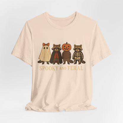 T-shirt "Raton laveur effrayant", T-shirt Halloween drôle à motifs, T-shirt vintage automne mignon, T-shirt tendance femme pour Halloween, T-shirt "Raton laveur sauvage"