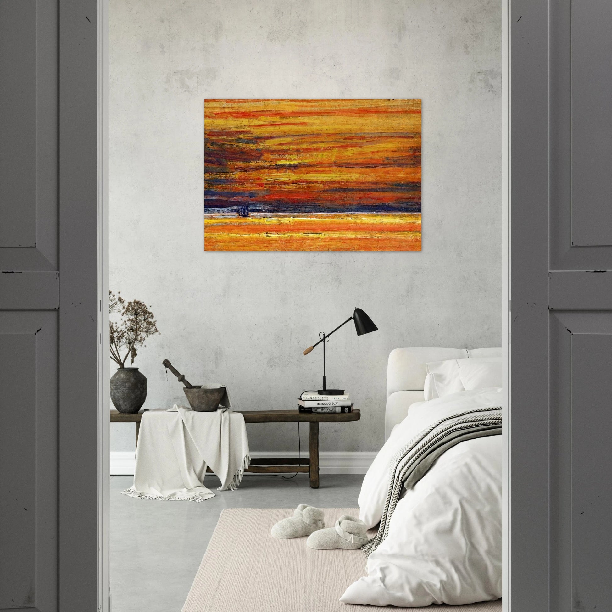 Sailing Vessel at Sea, Sunset - Childe Hassam Brushed Aluminum Print - 70x100 cm / 28x40 inches | Childe Hassam Aluminum Print | Childe Hassam Prints