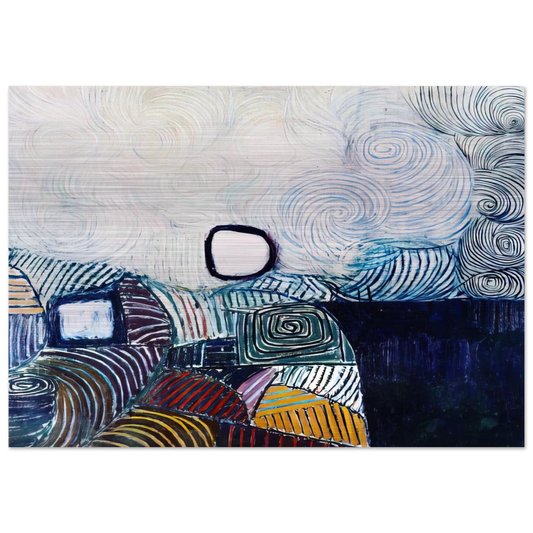 SPIRAL DEVELOPMENT IN GREEN VIOLET BLUE GOLD 1951 - Victor Pasmore Brushed Aluminum Print - 70x100 cm / 28x40 inches | Victor Pasmore Aluminum Print | Victor Pasmore Prints