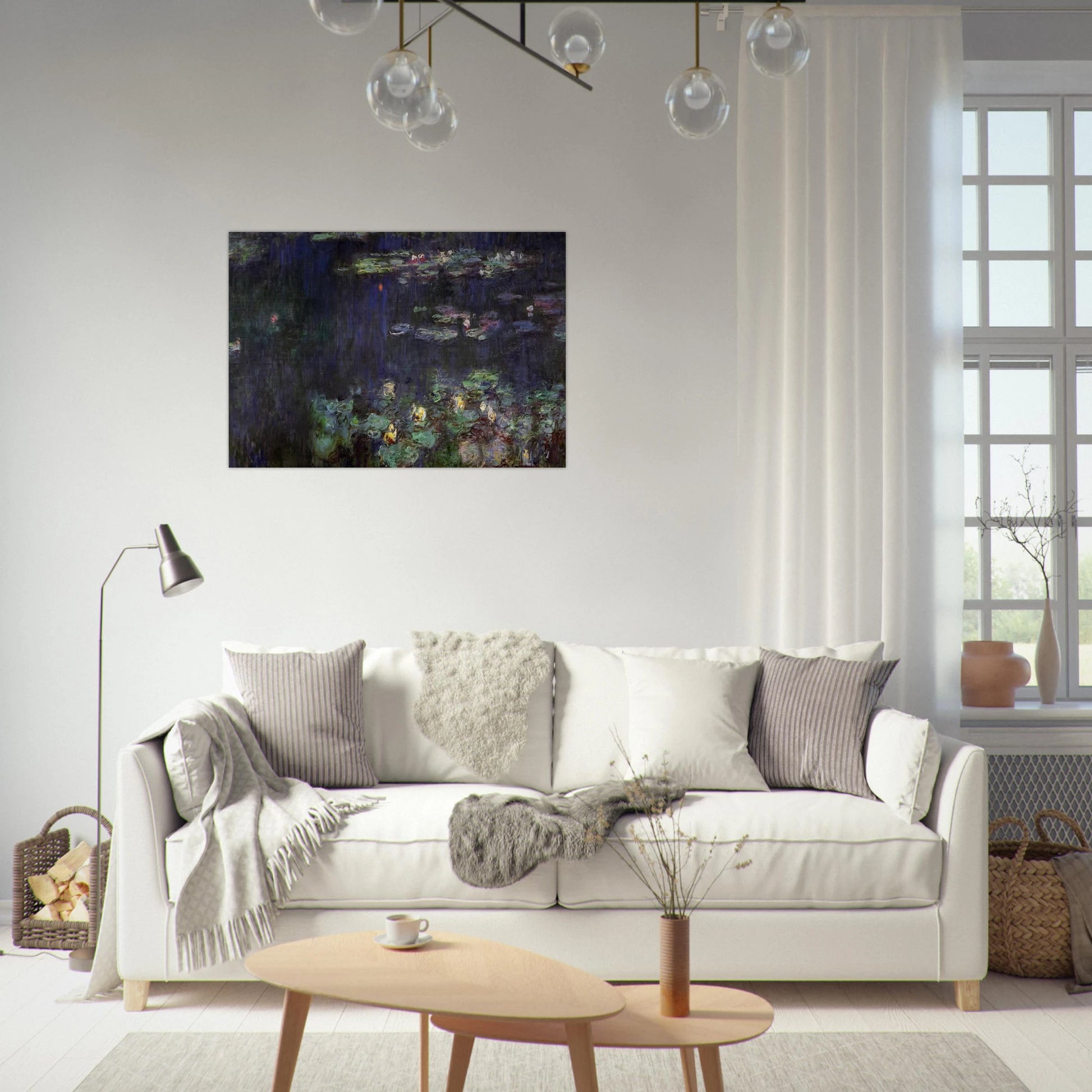Water Lilies, Green Reflection right half - claude monet Brushed Aluminum Print - 70x100 cm / 28x40 inches | claude monet Aluminum Print | claude monet Prints