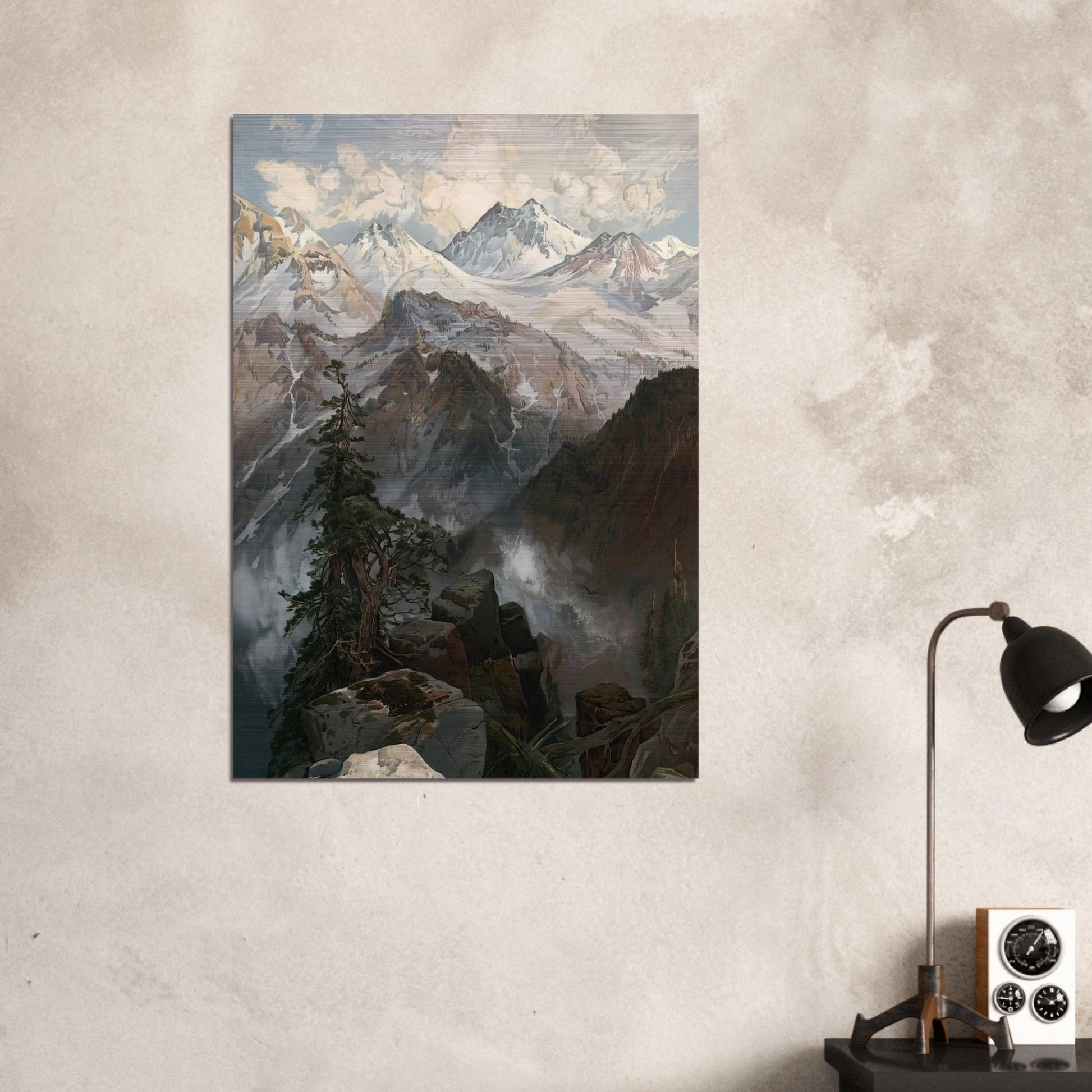 Summit of the Sierras Nevada - Thomas Moran Brushed Aluminum Print - 70x100 cm / 28x40 inches | Thomas Moran Aluminum Print | Thomas Moran Prints