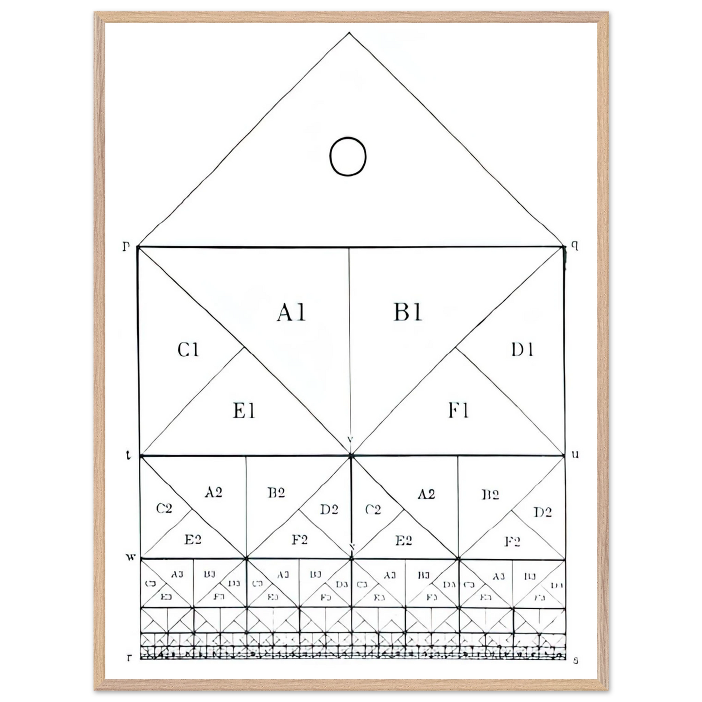 MC Escher - SCHEME Wall Art - 30x40 cm / 12x16 inches - Premium Wooden Framed Poster With Fine Art Paper-canvas - Wood frame