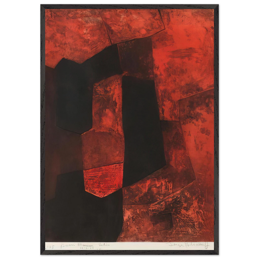 Composition brune et rouge - 1964 - Serge Poliakoff 70x100 cm / 28x40 inches Framed Art Print – Black Wooden Frame
