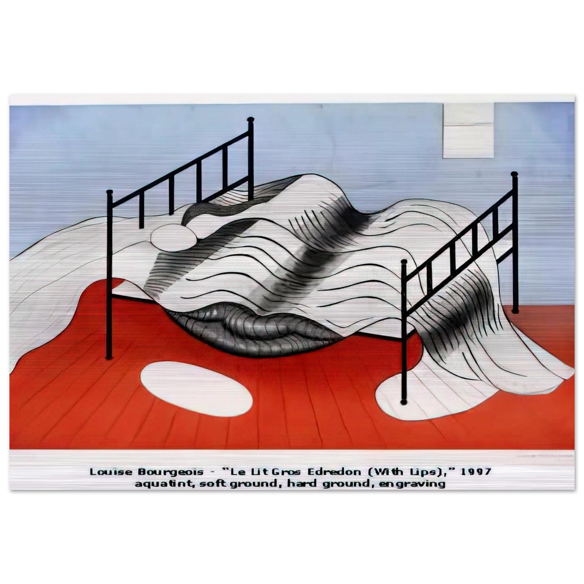 THE BIG BED WITH QUILT 1997 - Louise Bourgeois Brushed Aluminum Print - 70x100 cm / 28x40 inches | Louise Bourgeois Aluminum Print | Louise Bourgeois Prints