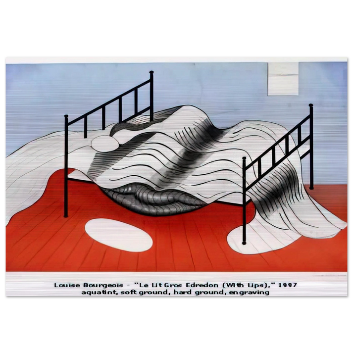 THE BIG BED WITH QUILT 1997 - Louise Bourgeois Brushed Aluminum Print - 70x100 cm / 28x40 inches | Louise Bourgeois Aluminum Print | Louise Bourgeois Prints