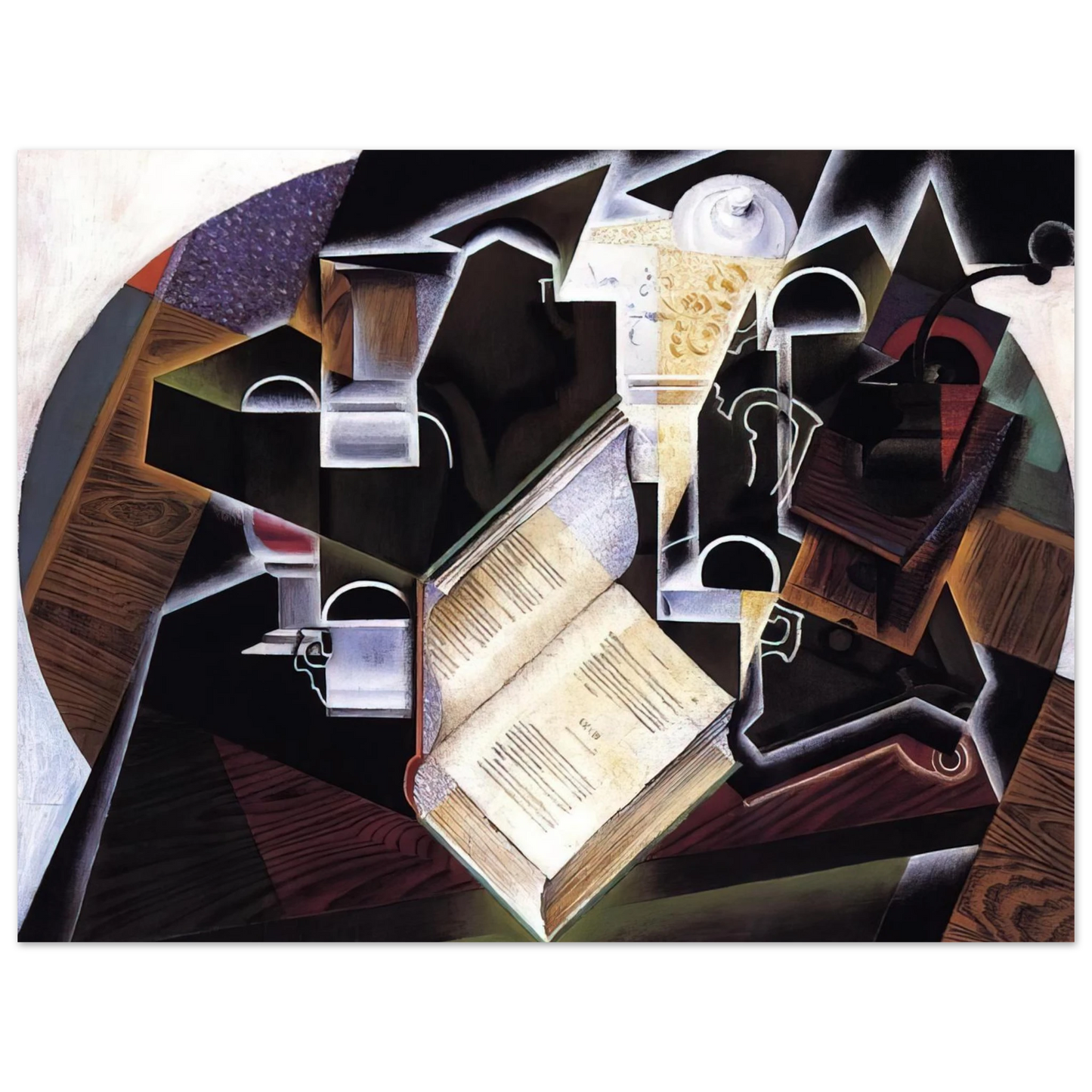 Juan Gris - BOOK PIPE AND GLASSES  75x100 cm / 30x40inches Fine Art Poster