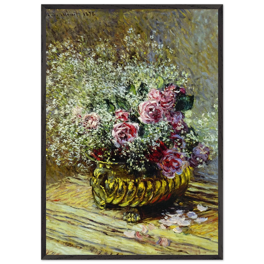 FLOWERS IN A POT N2 - claude monet 70x100 cm / 28x40 inches Framed Art Print – Black Wooden Frame