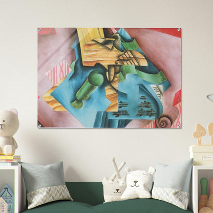 VIOLINE AND GLASS 1913 - Juan Gris Acrylic Print - 70x100 cm / 28x40″ inches | Juan Gris Wall Art | Juan Gris Prints