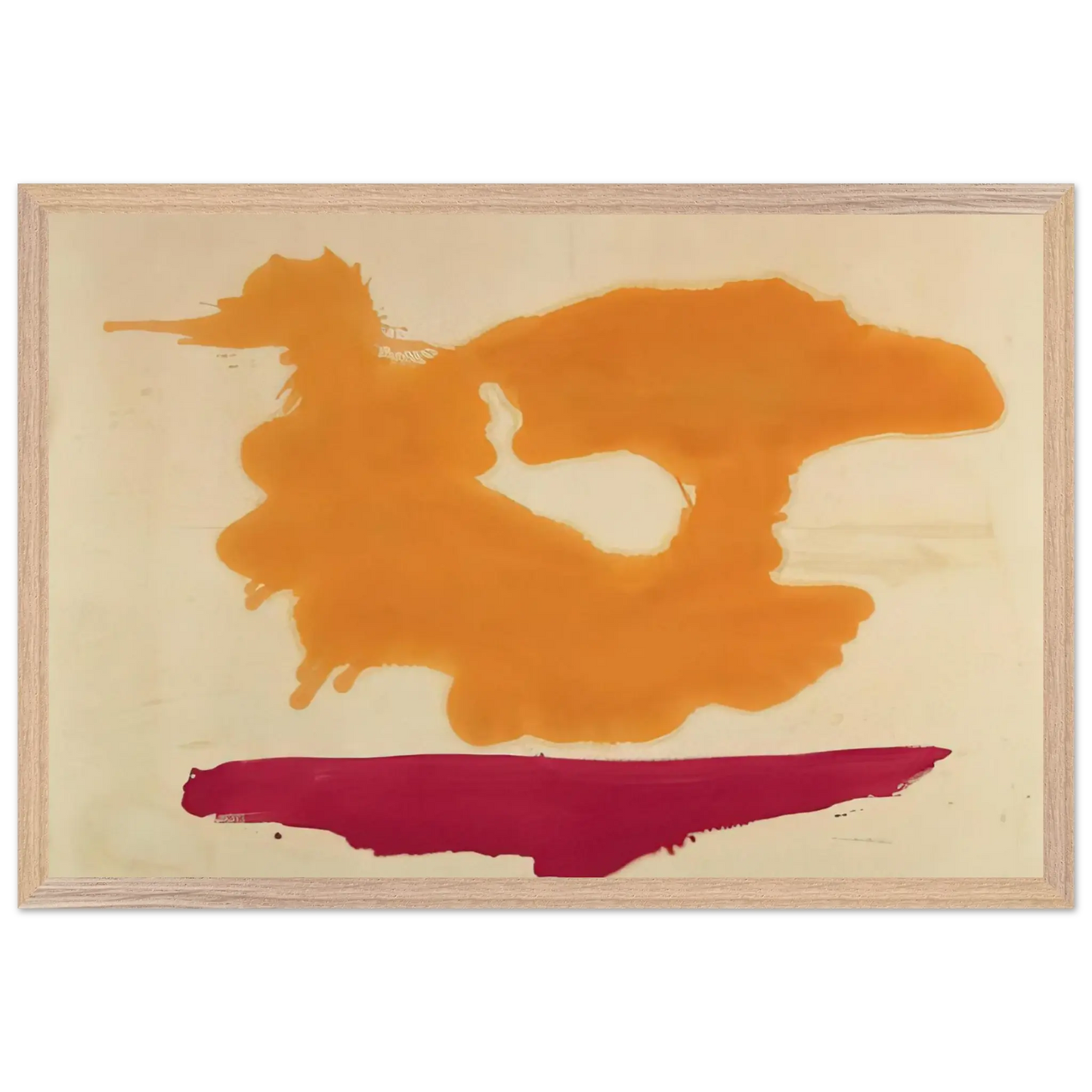 Helen Frankenthaler - Only Orange - 1963 Wall art - 70x100 cm / 28x40 Inches - Premium Wooden Framed Poster With Fine Art Paper - Wood frame