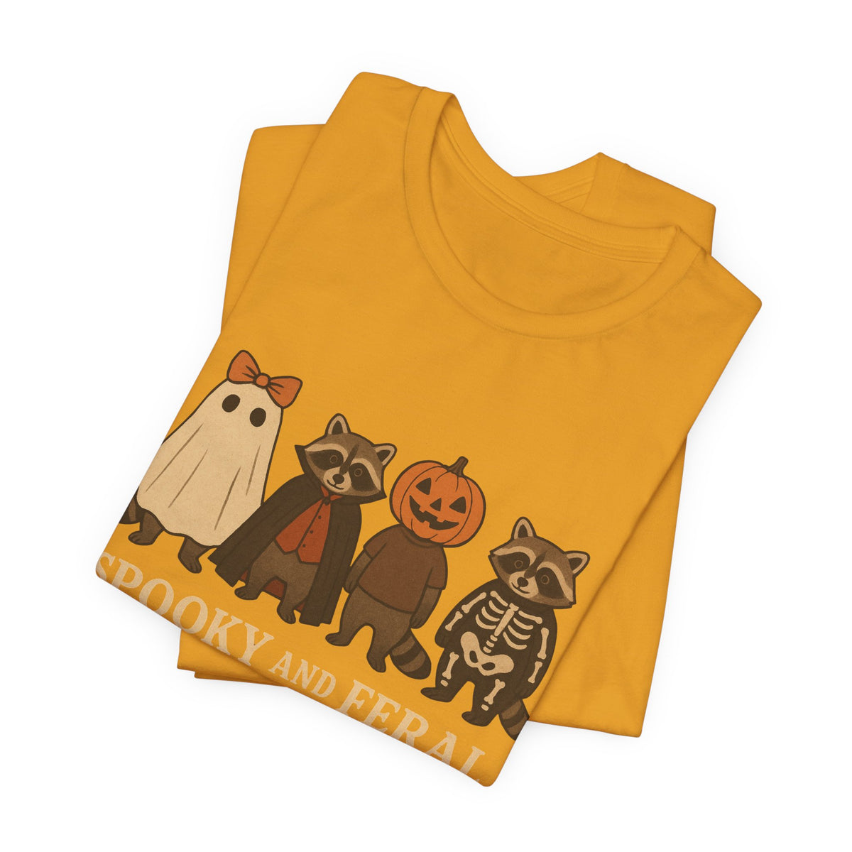 T-shirt "Raton laveur effrayant", T-shirt Halloween drôle à motifs, T-shirt vintage automne mignon, T-shirt tendance femme pour Halloween, T-shirt "Raton laveur sauvage"