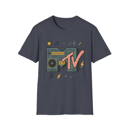 T-shirt graphique rétro MTV vintage imprimé léopard musical années 80 90 années nostalgiques unisexe shirt de groupe style rock imprimé animal