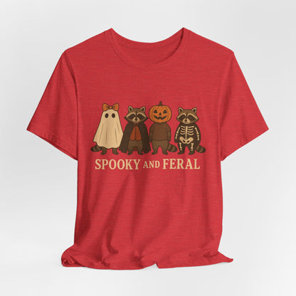 T-shirt "Raton laveur effrayant", T-shirt Halloween drôle à motifs, T-shirt vintage automne mignon, T-shirt tendance femme pour Halloween, T-shirt "Raton laveur sauvage"