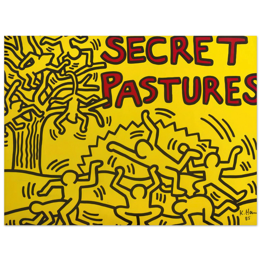 Keith Haring - A POSTER FOR THE BILL T JONES AND ARNIE ZANE PERFORMANCE PIECE SECRET PASTURES 1984  75x100 cm / 30x40inches Fine Art Poster
