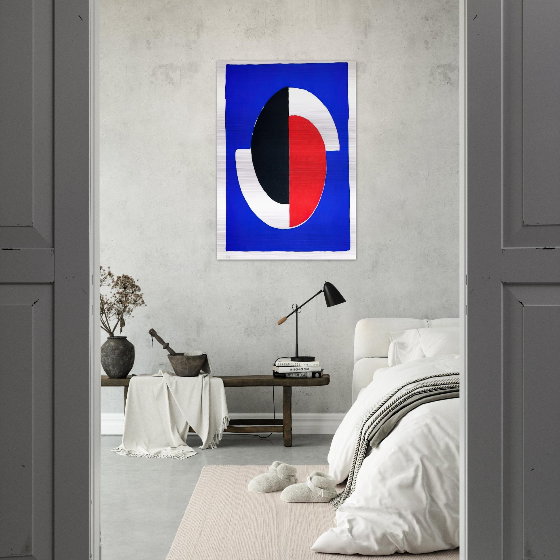 COMPOSITION RED BLUE BLACK WHITE - Sonia Delaunay Brushed Aluminum Print - 70x100 cm / 28x40 inches | Sonia Delaunay Aluminum Print | Sonia Delaunay Prints